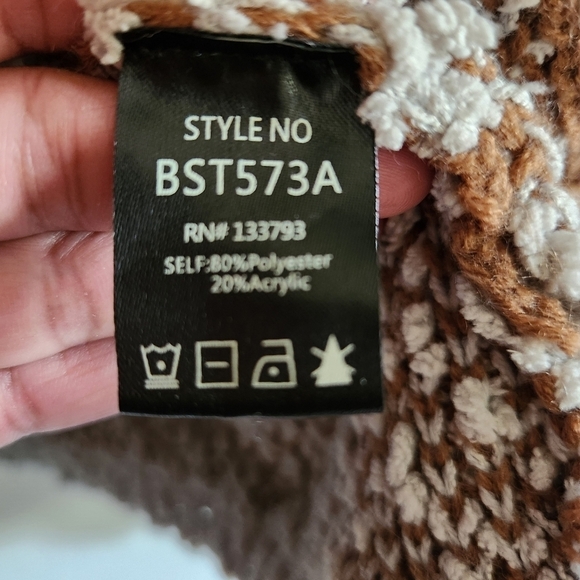 POL GRAY & BROWN WATERFALL AZTEC OPEN DRAPE COZY CARDIGAN SWEATER SIZE S - Picture 8 of 9